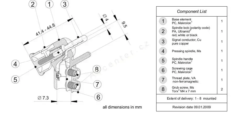 Banánek úhlový měděný zlacený WBT 0610 Cu - 4 ks