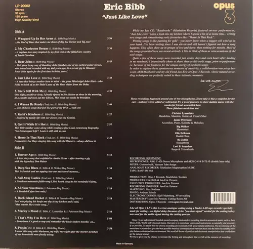 180g LP Eric Bibb "Just Like Love"